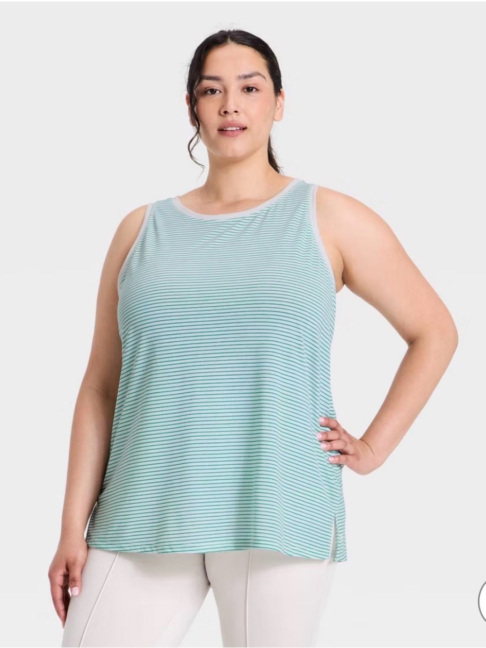 Mint and White Ease Twist Striped Tank Top Size 2X *NEW
